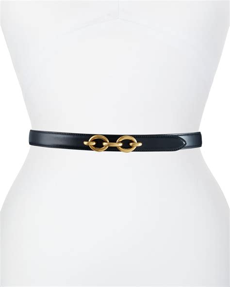 Saint Laurent YSL Cintura Skinny Leather Belt.